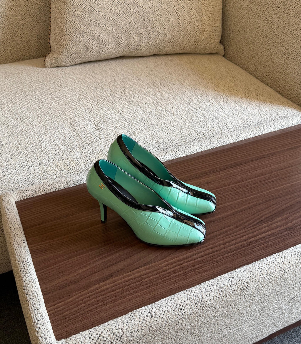 Chanel Crocodile-Embossed Patent Leather
