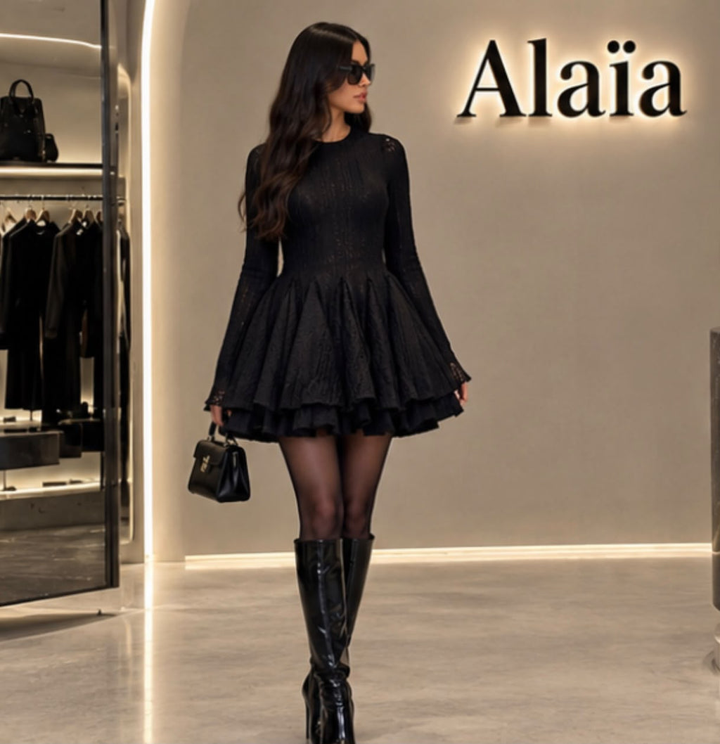 ALAIA Flared Knit Mini Dress