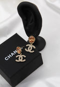 CHANEL – Gold CC Crystal Drop Earrings