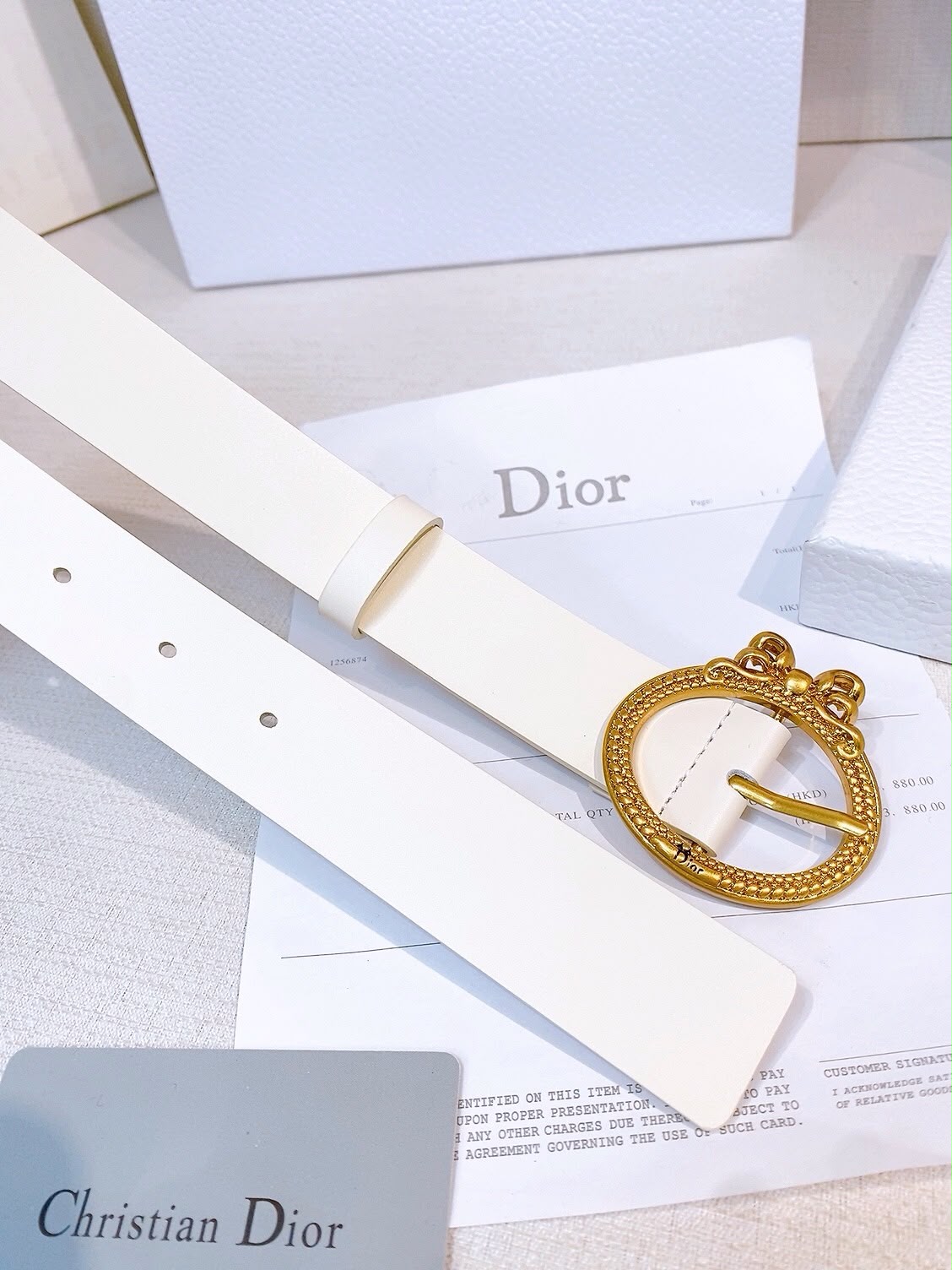 DIOR CD Navy Black Leather Belt