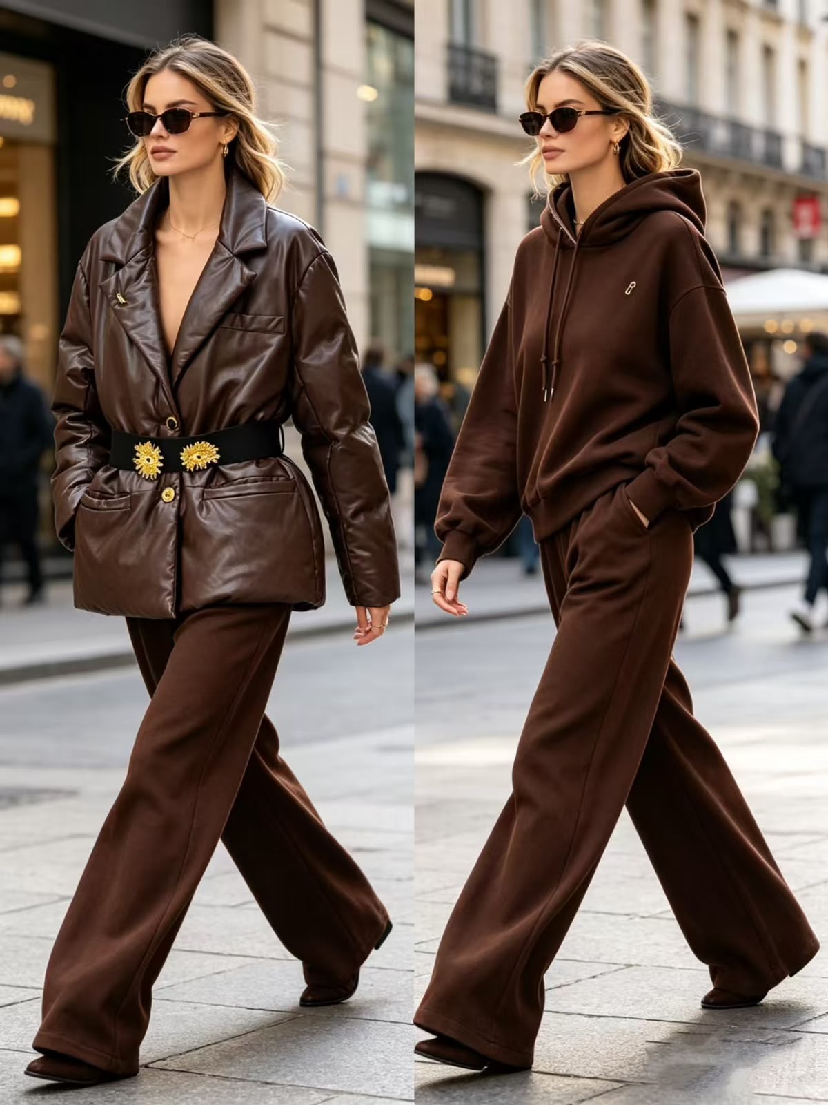 Schiaparelli Belted Leather Puffer Jacket with Hardware Detail