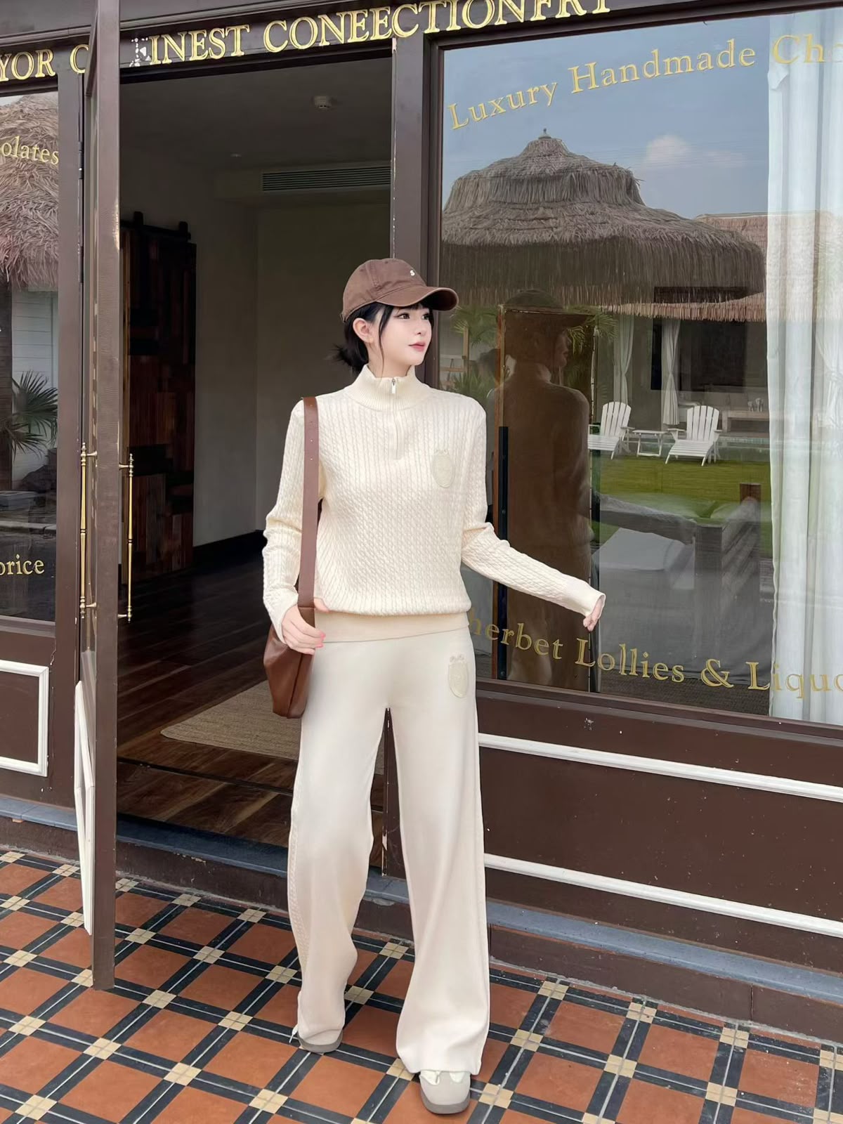 Dior Knit Quarter-Zip Pullover and Wide-Leg Pants Set