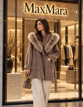 Max Mara Fur-Trimmed Cashmere/Wool Wrap Coat