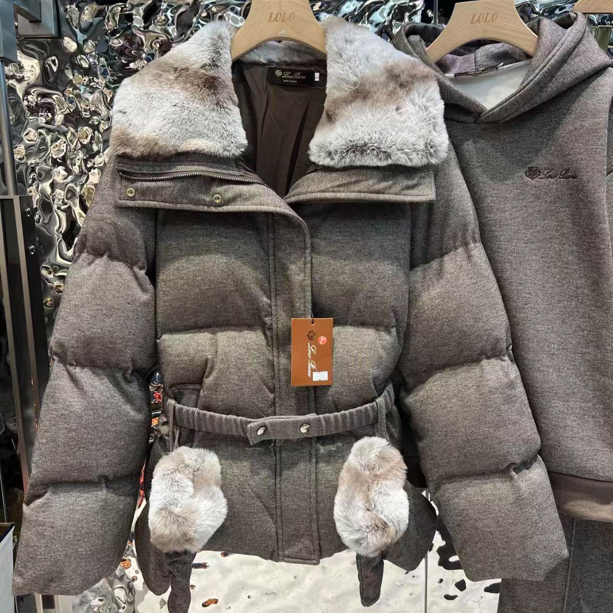 Loro Piana Belted Flannel Puffer Jacket