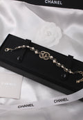 Chanel-Inspired Gold CC Pearl Chain Bracelet