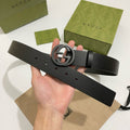 GUCCI Interlocking G Black Leather Belt