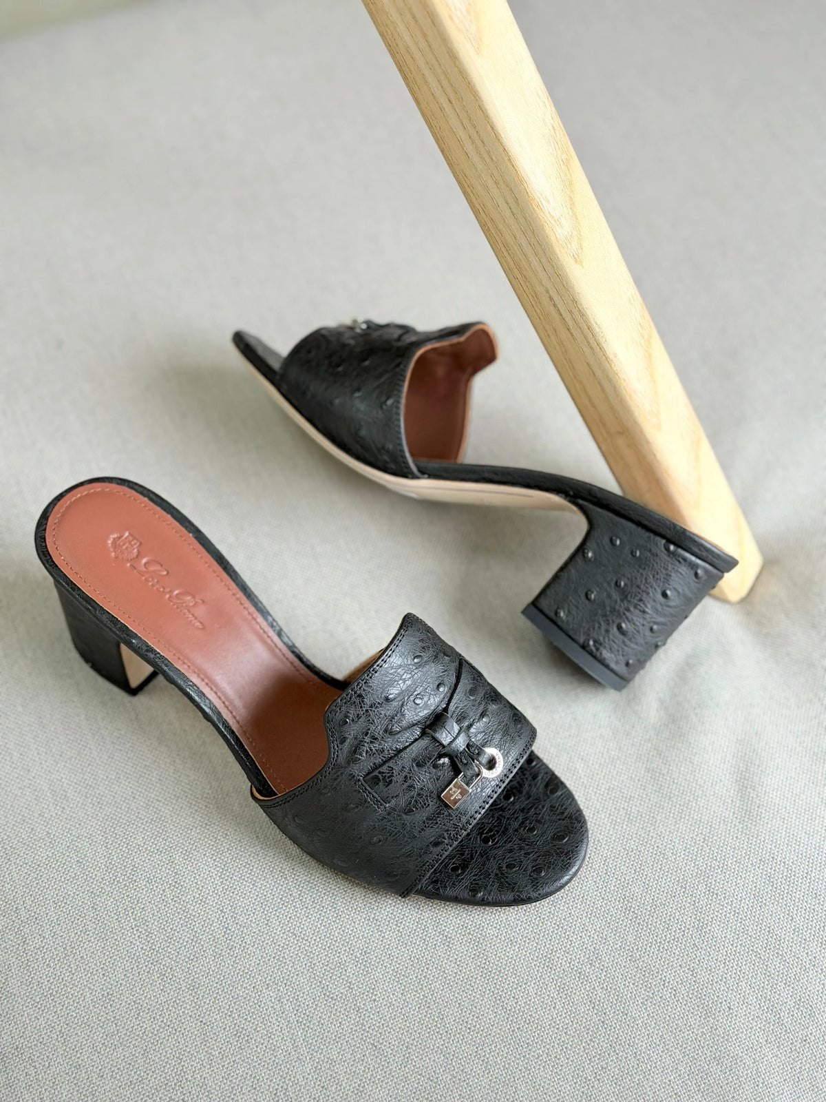 Loro Piana Summer Charms Sandal Flats Ostrich Leather