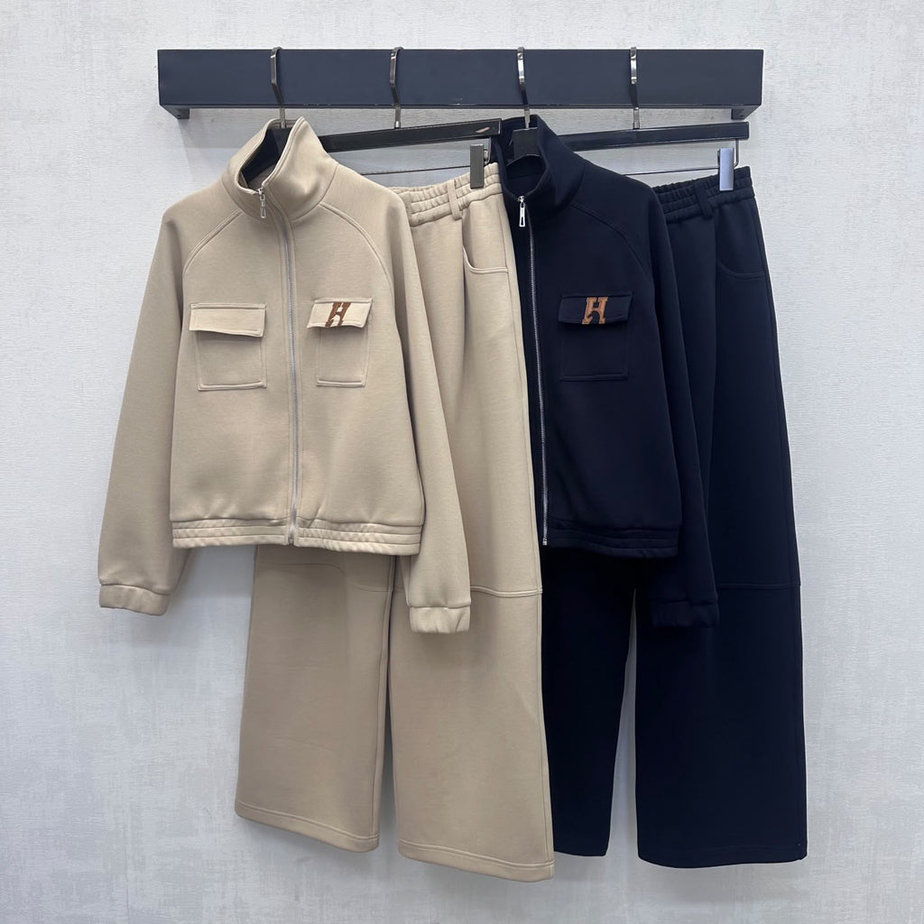 Hermès Zip Track Jacket and Matching Pants with H Logo Detail