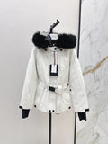 Moncler Fur-Trimmed Hooded Belted Jacket
