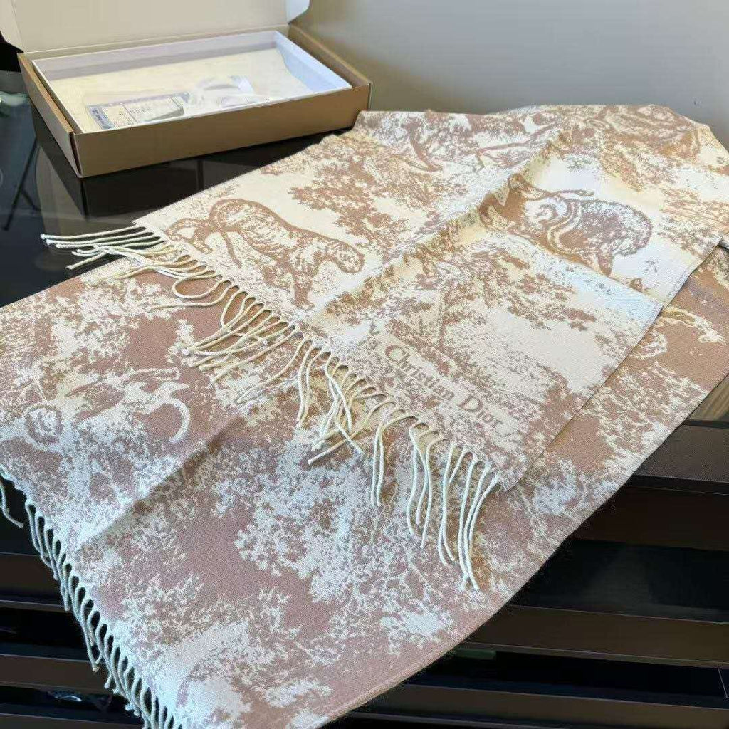 Dior Toile Fringed Scarf