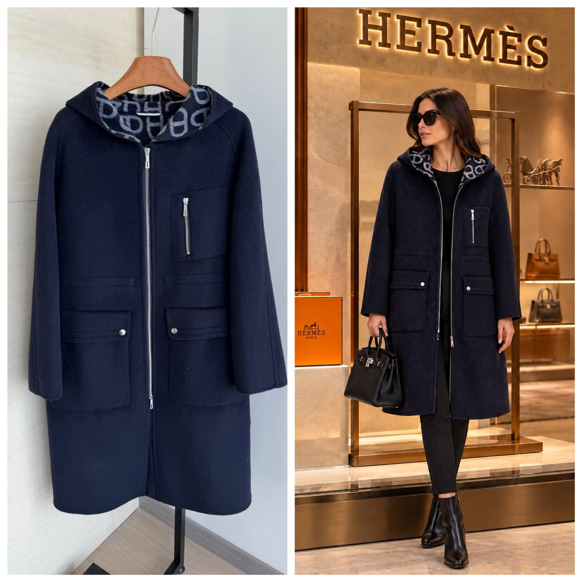 Hermès Reversible Hooded Cashmere Long