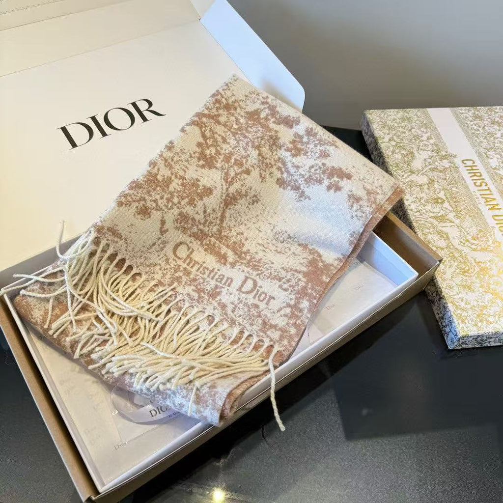 Dior Toile Fringed Scarf