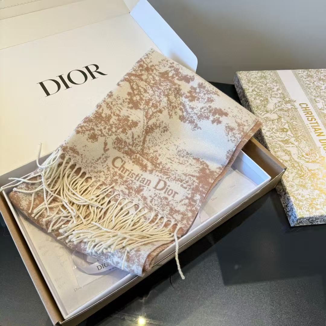 Dior Toile Fringed Scarf