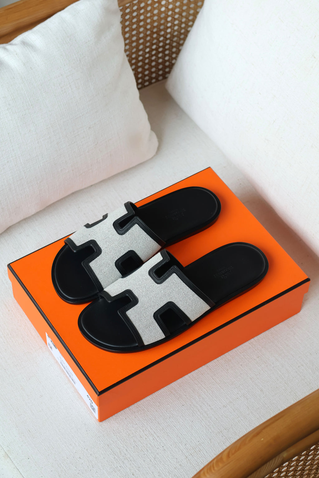 Hermès Oran Woven Canvas Slide Sandal