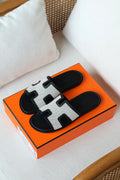 Hermès Oran Woven Canvas Slide Sandal