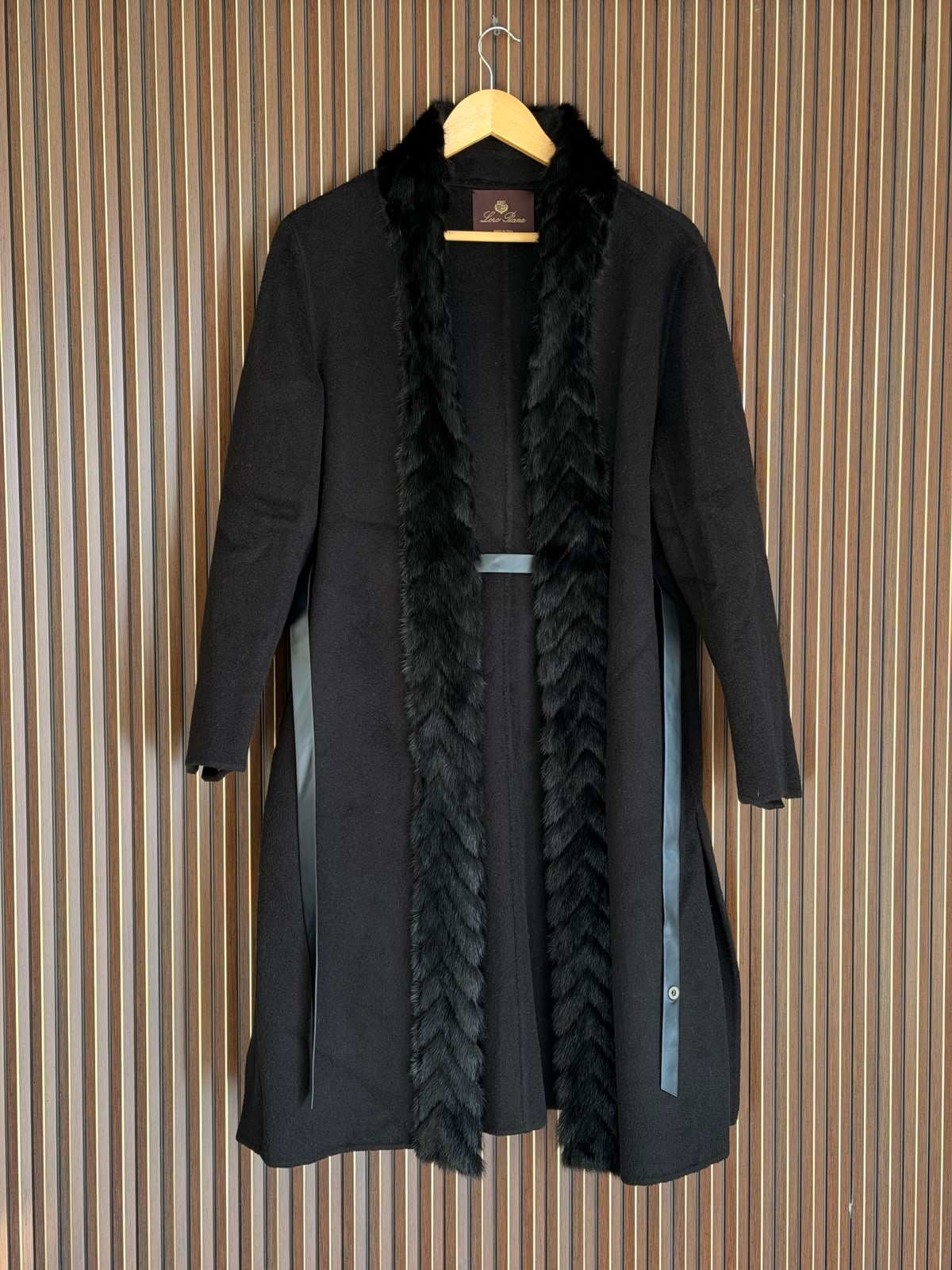 Loro Piana Cashmere & Fur Trim Long Coat