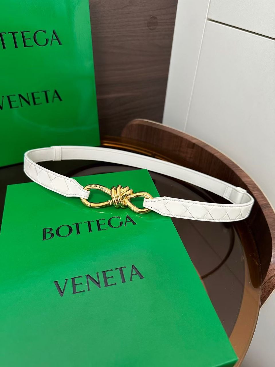 BOTTEGA VENETA Intrecciato Knot Leather Belt
