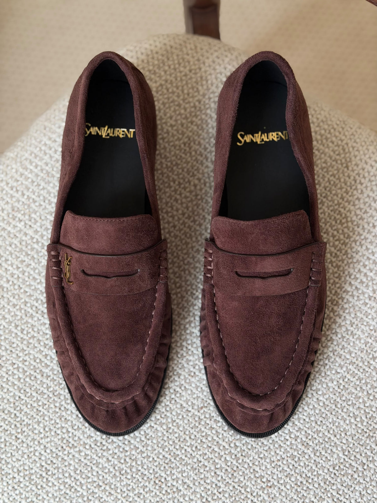 Saint Laurent Suede Penny Loafers