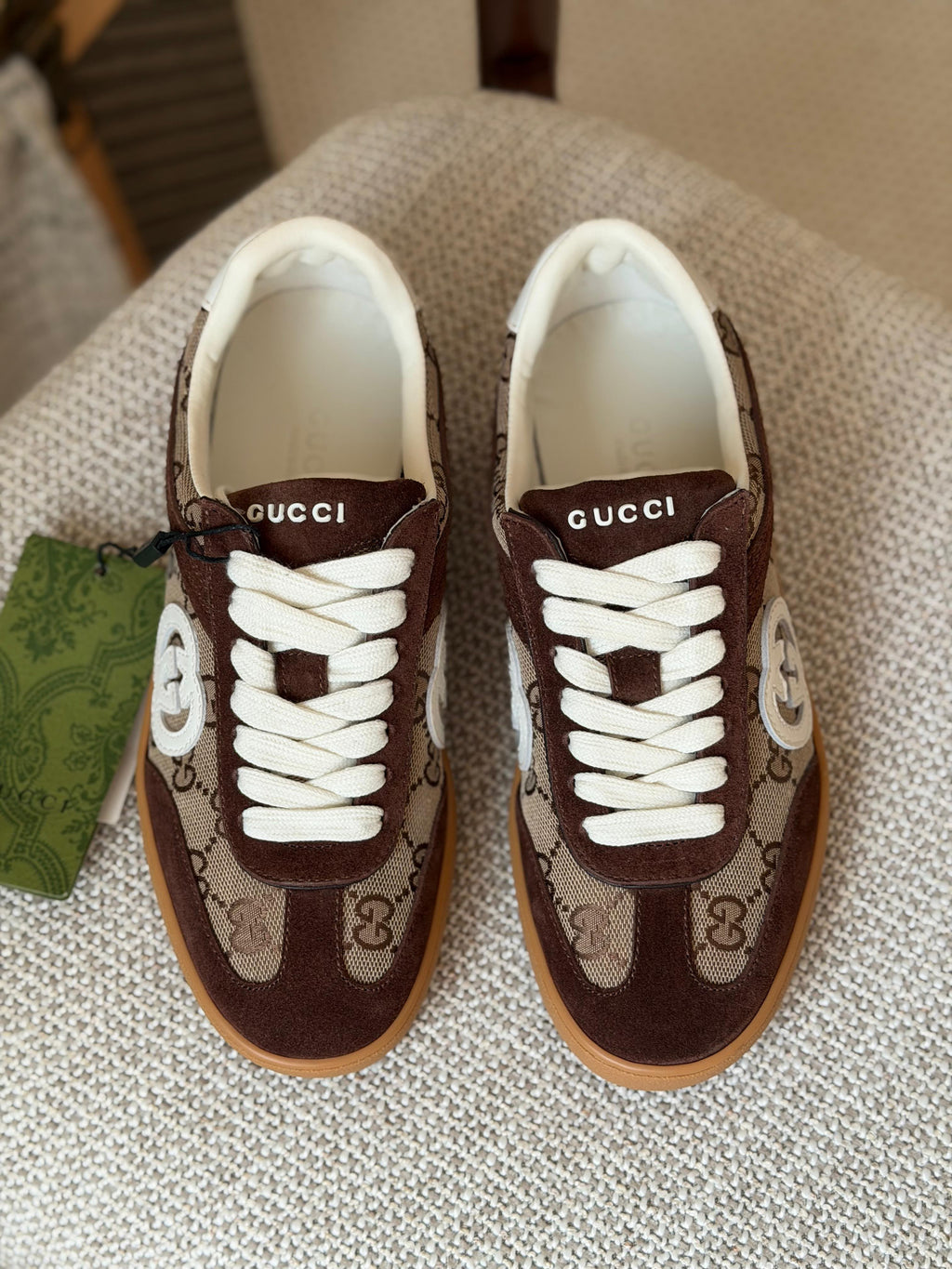 Gucci Interlocking G Monogram Suede and Canvas Low-Top Sneakers
