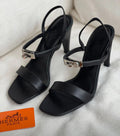 Hermès Black Ankle Strap Heel Sandals