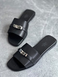 Hermès Black Lock Slides