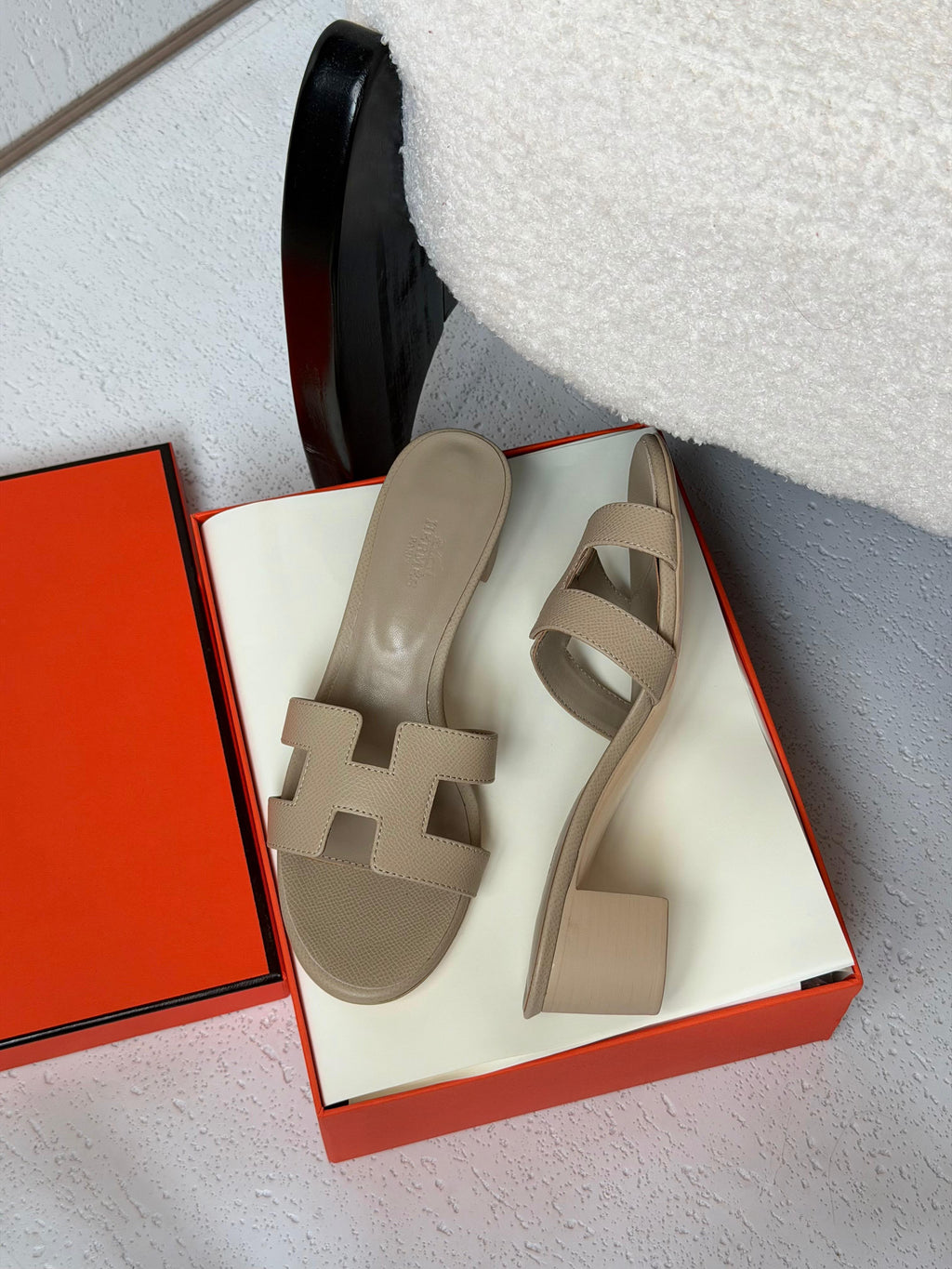 Hermès H-Strap Block Heel Sandals