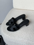 Hermès H-Strap Block Heel Sandals