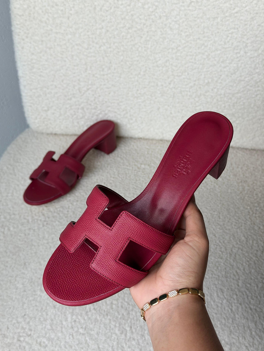 Hermès H-Strap Block Heel Sandals