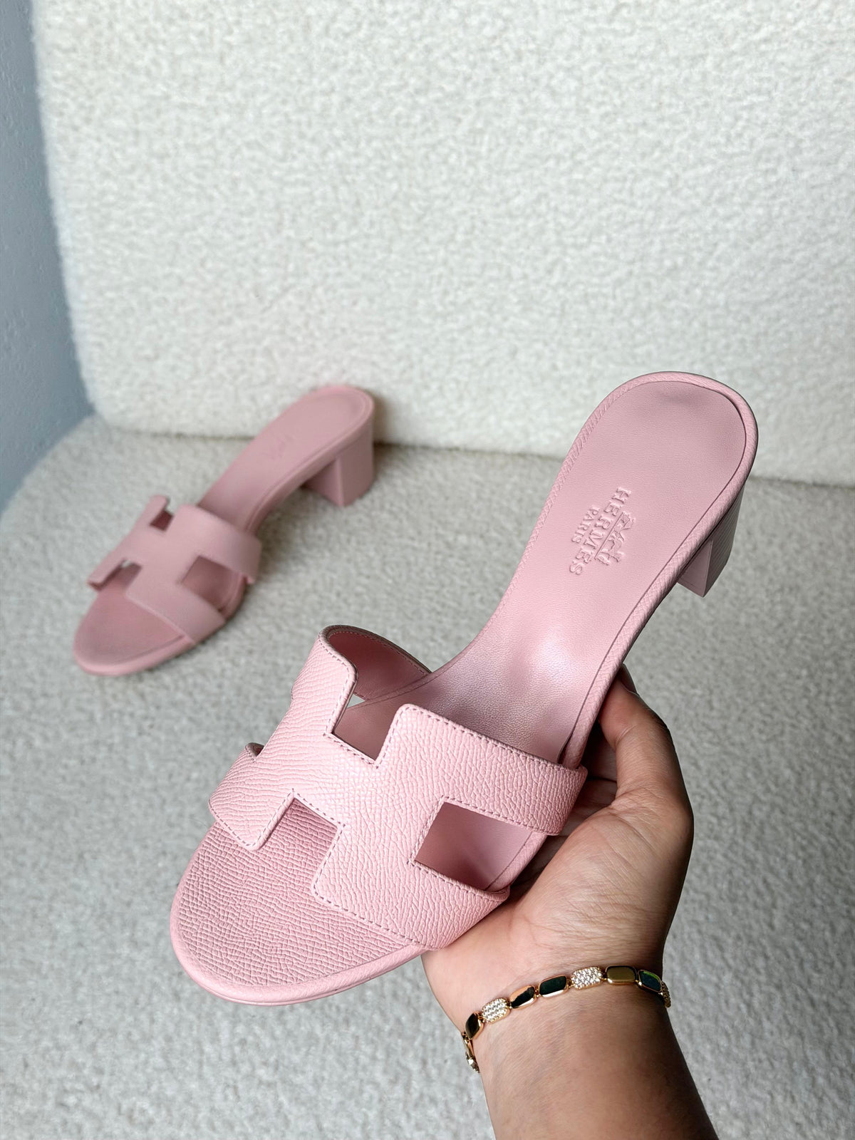 Hermès H-Strap Block Heel Sandals