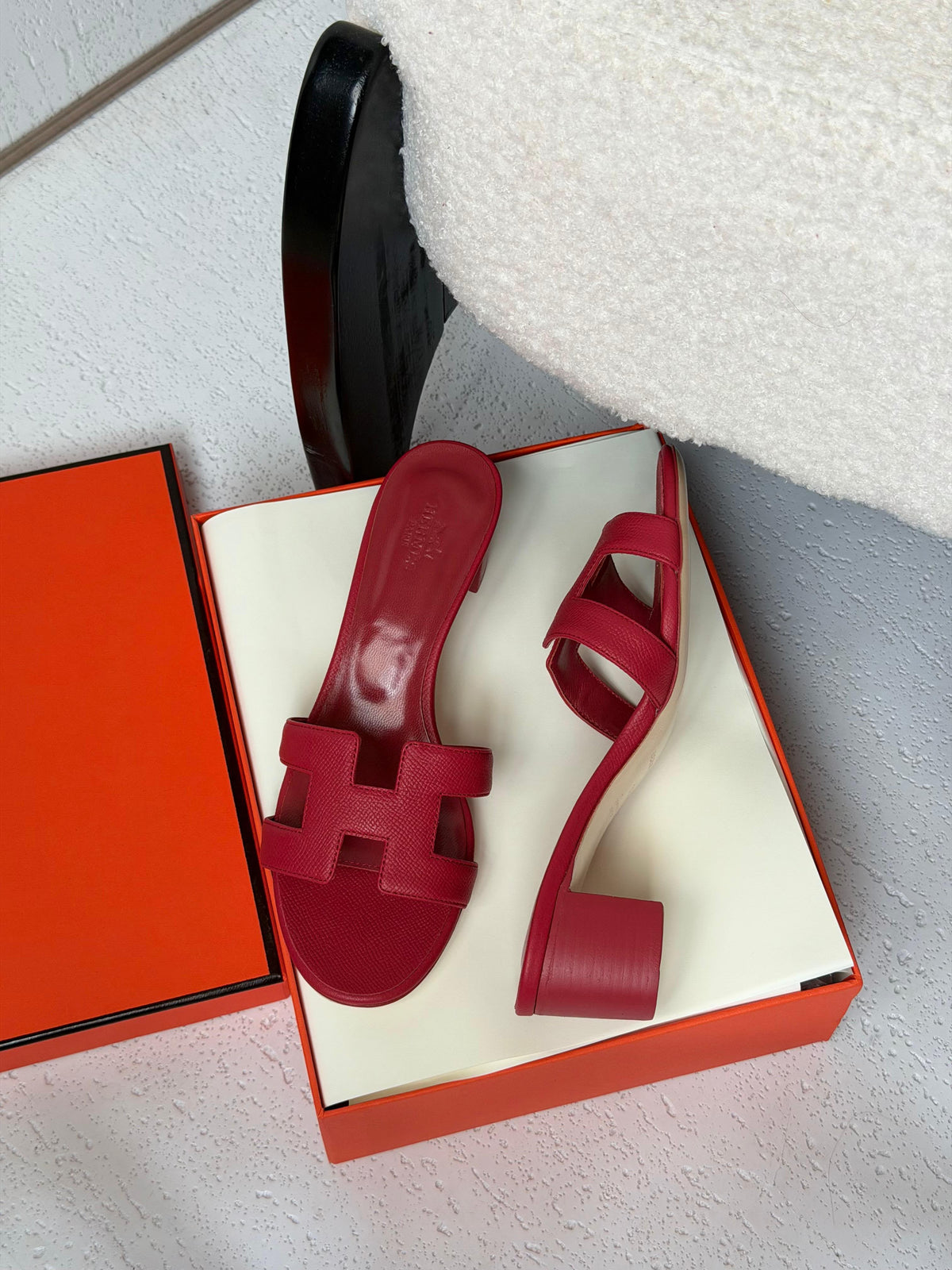 Hermès H-Strap Block Heel Sandals