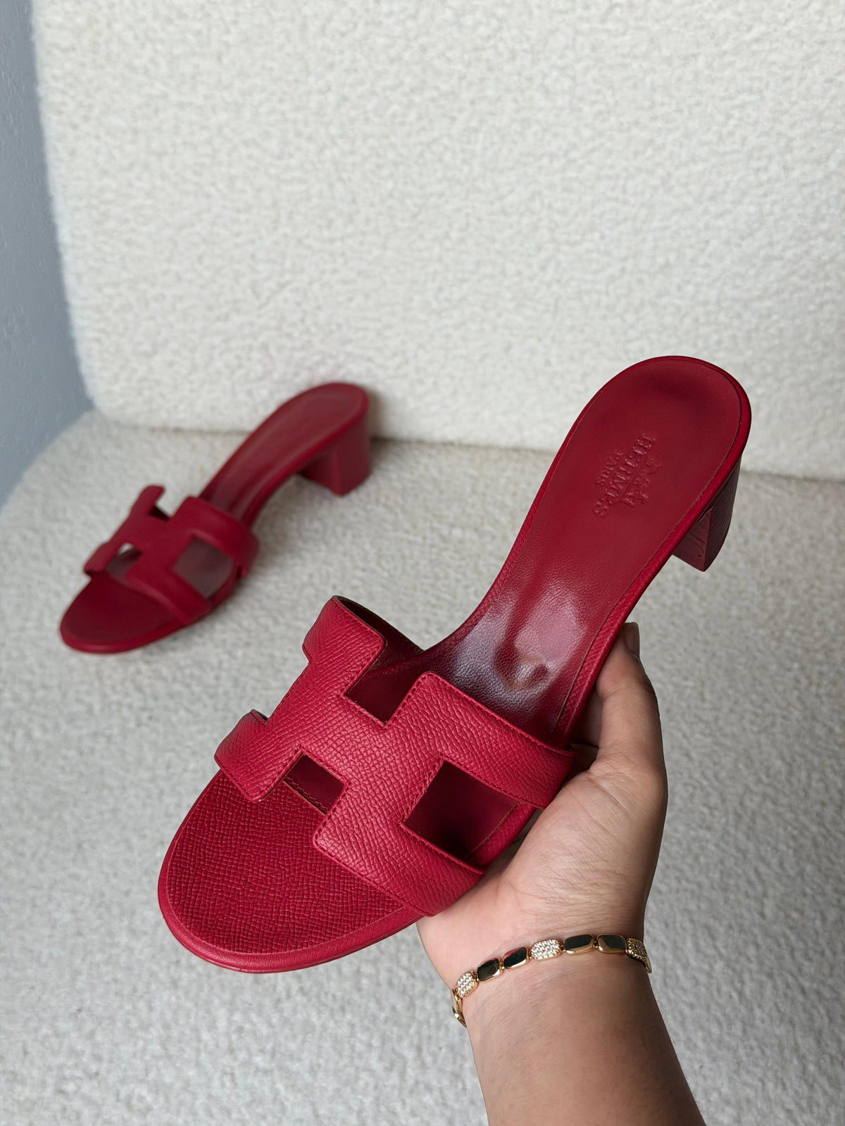 Hermès H-Strap Block Heel Sandals