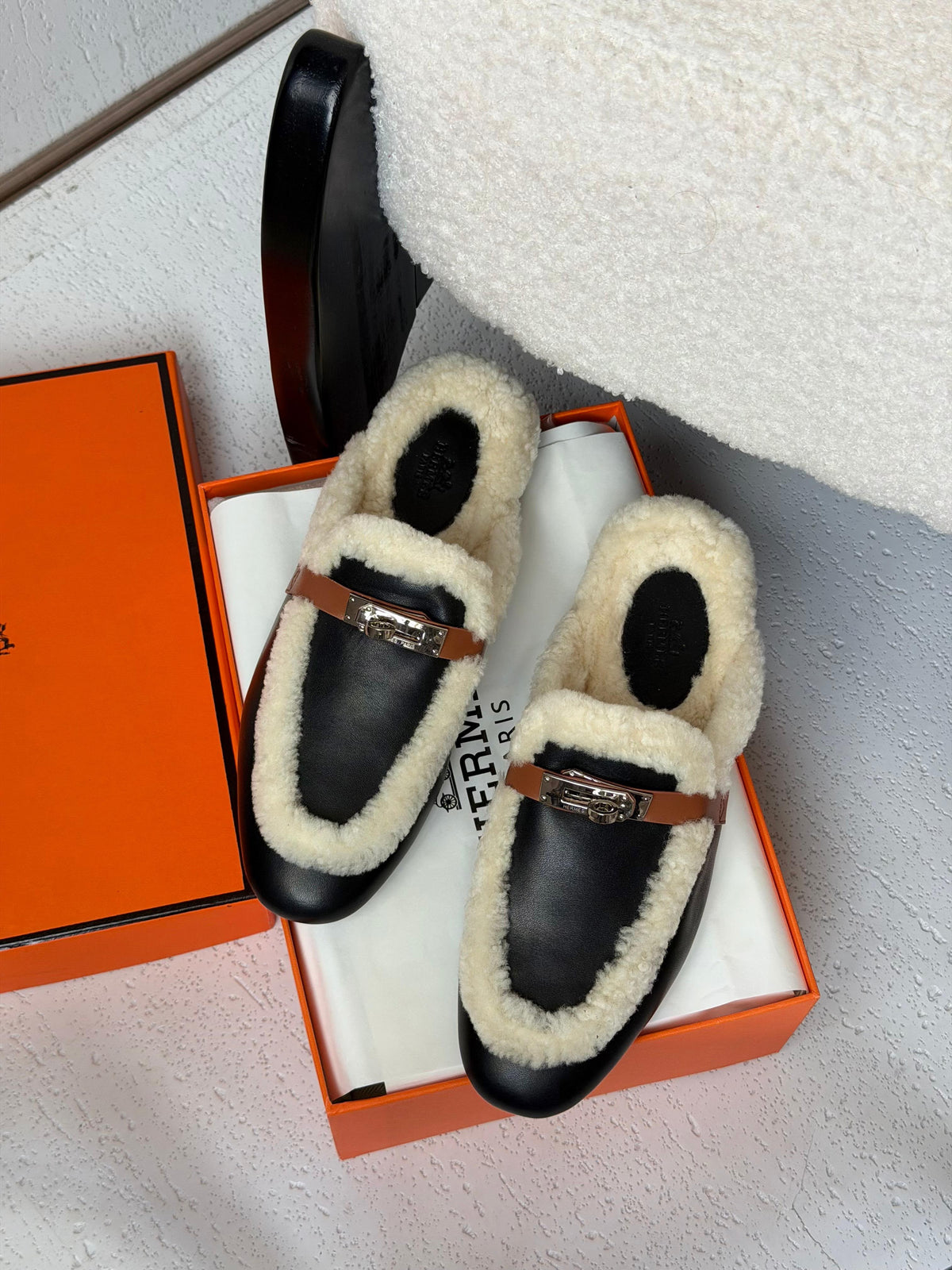 Hermès Lined Buckle Mules
