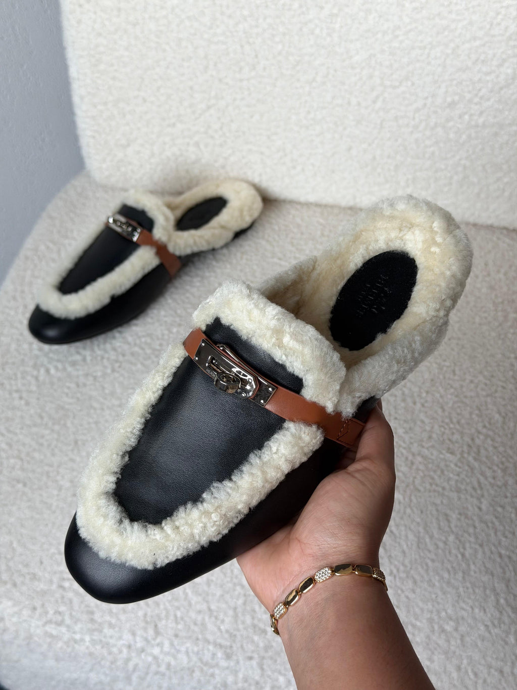 Hermès Lined Buckle Mules