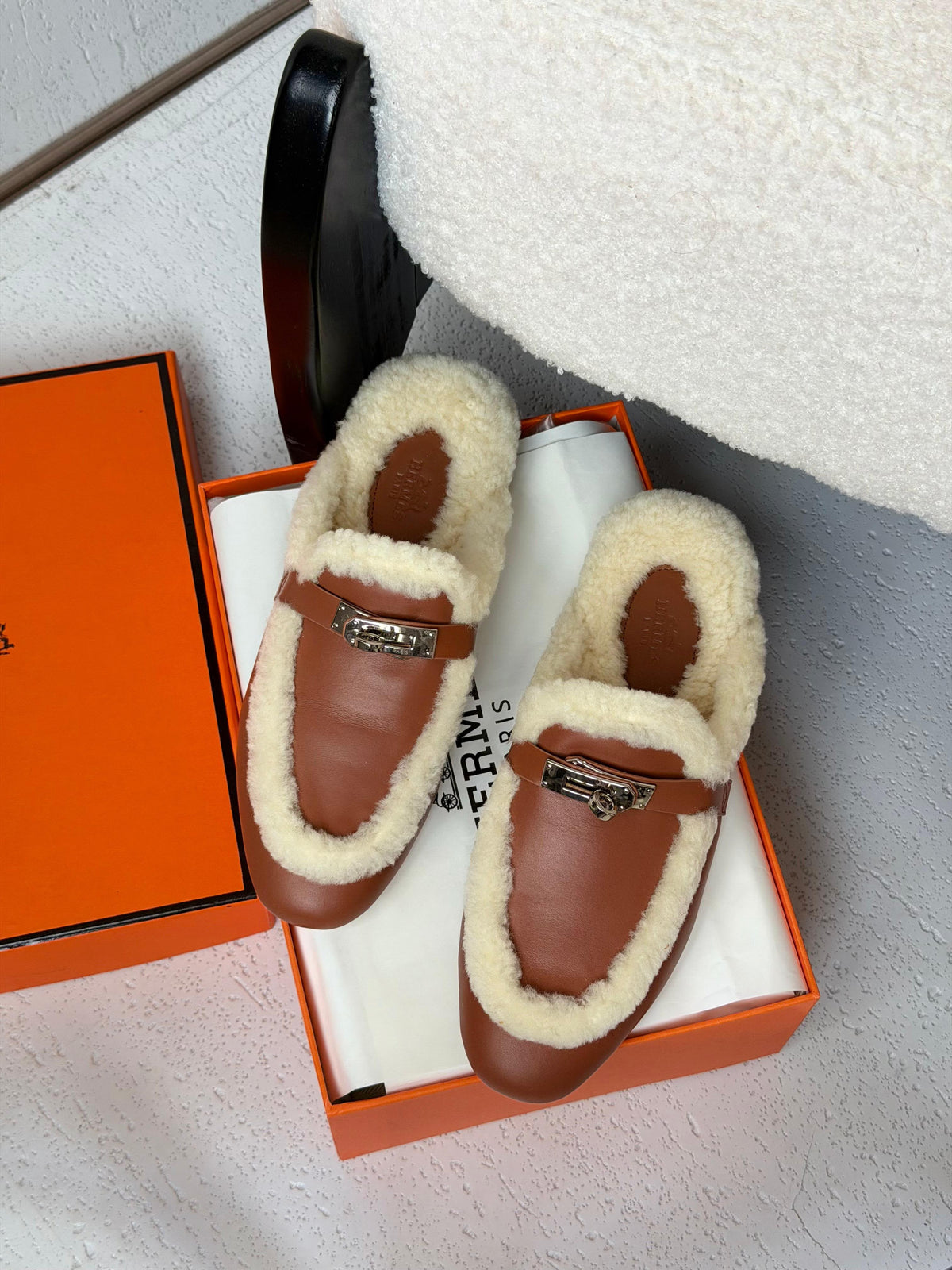 Hermès Lined Buckle Mules
