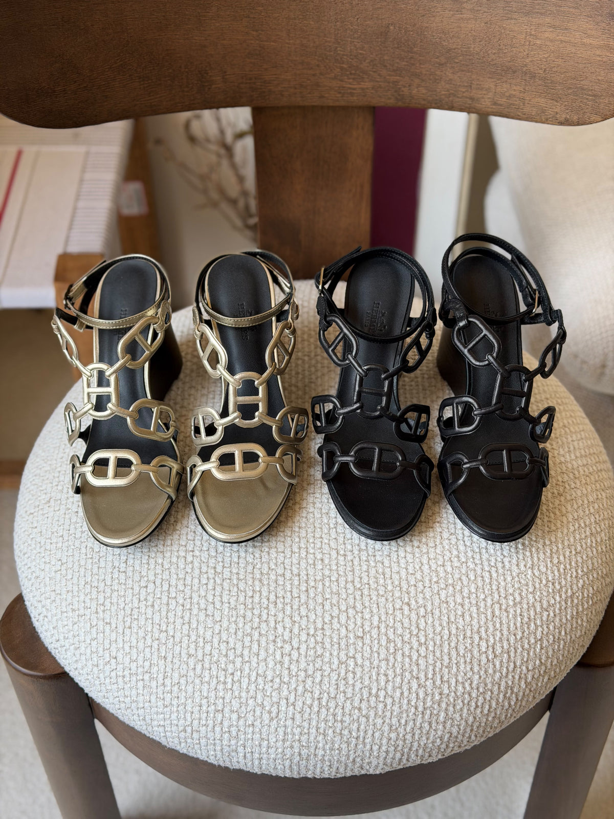 Hermès Link Strap Wedge Sandals