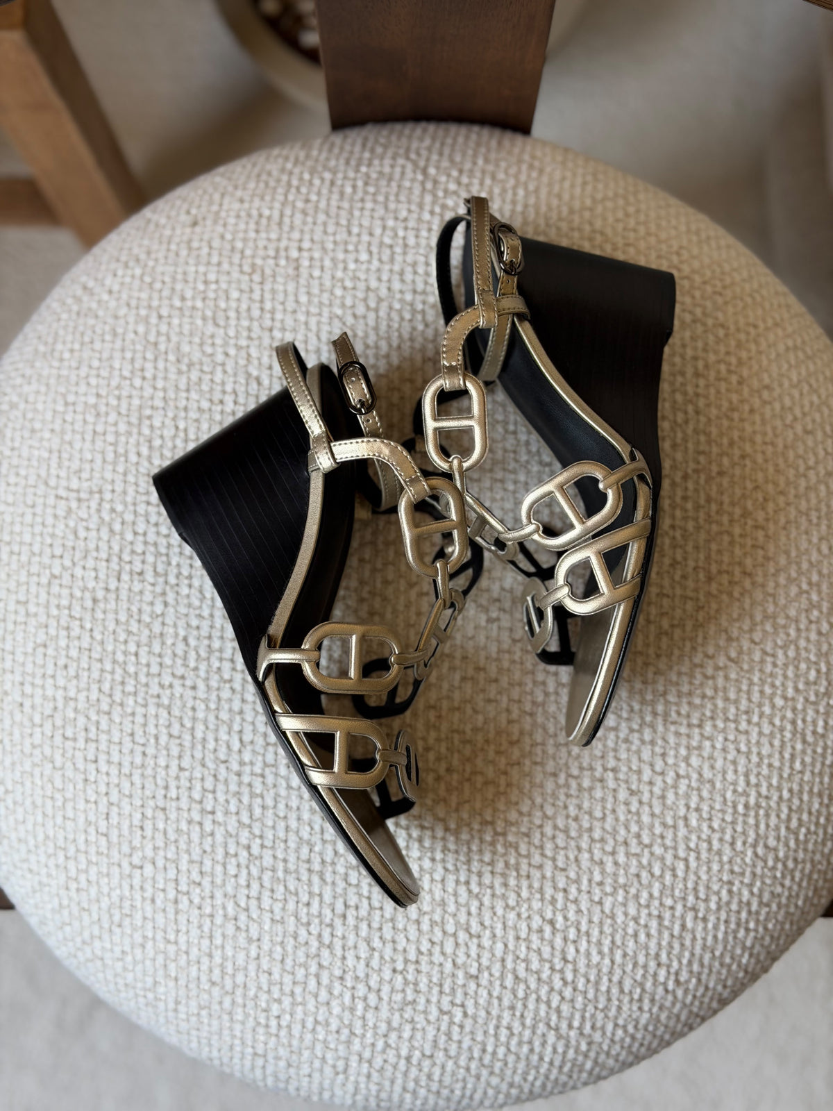 Hermès Link Strap Wedge Sandals
