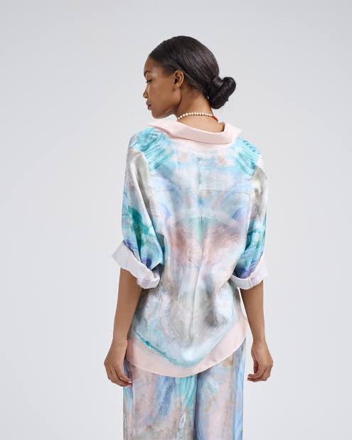 Zimmermann Illuminate Silk Two-Piece Pant Set in Blue Agate