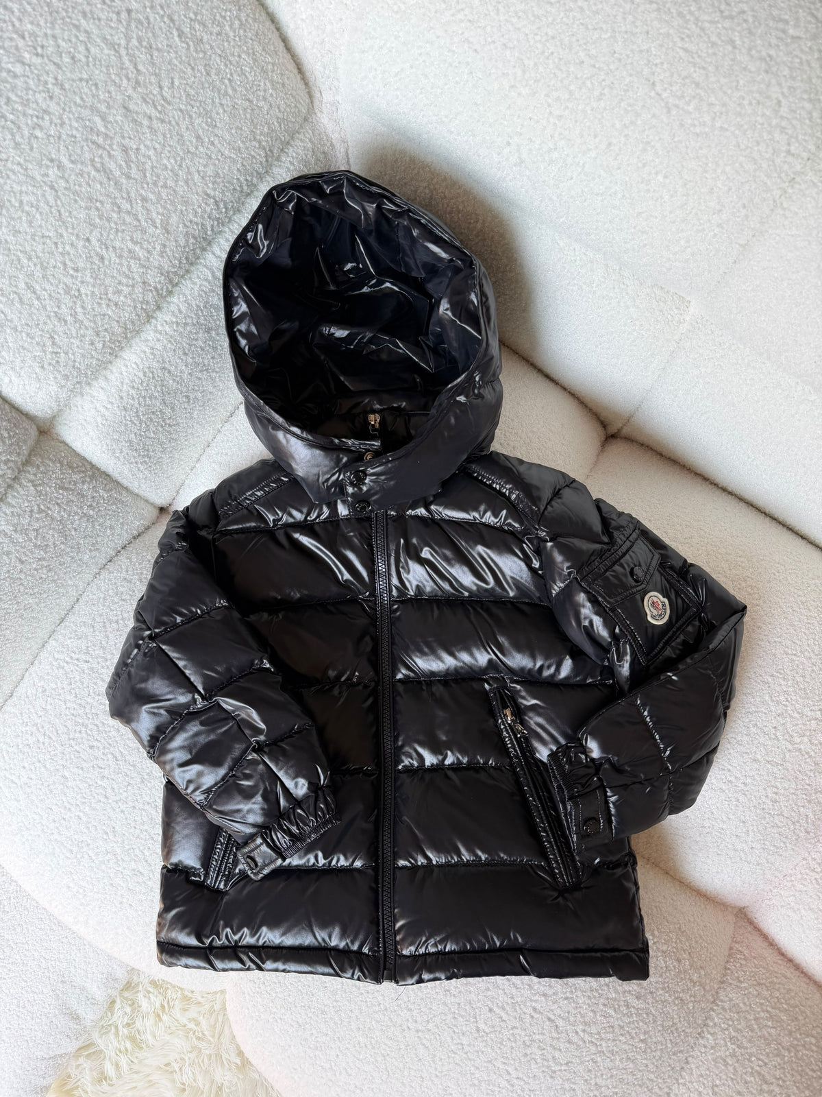 Moncler Kids Sleeve Badge Hooded Puffer