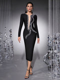 Balmain Embellished Black Midi Dress