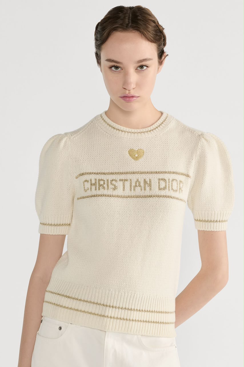 Dior Ivory Short-Sleeve Knit Top