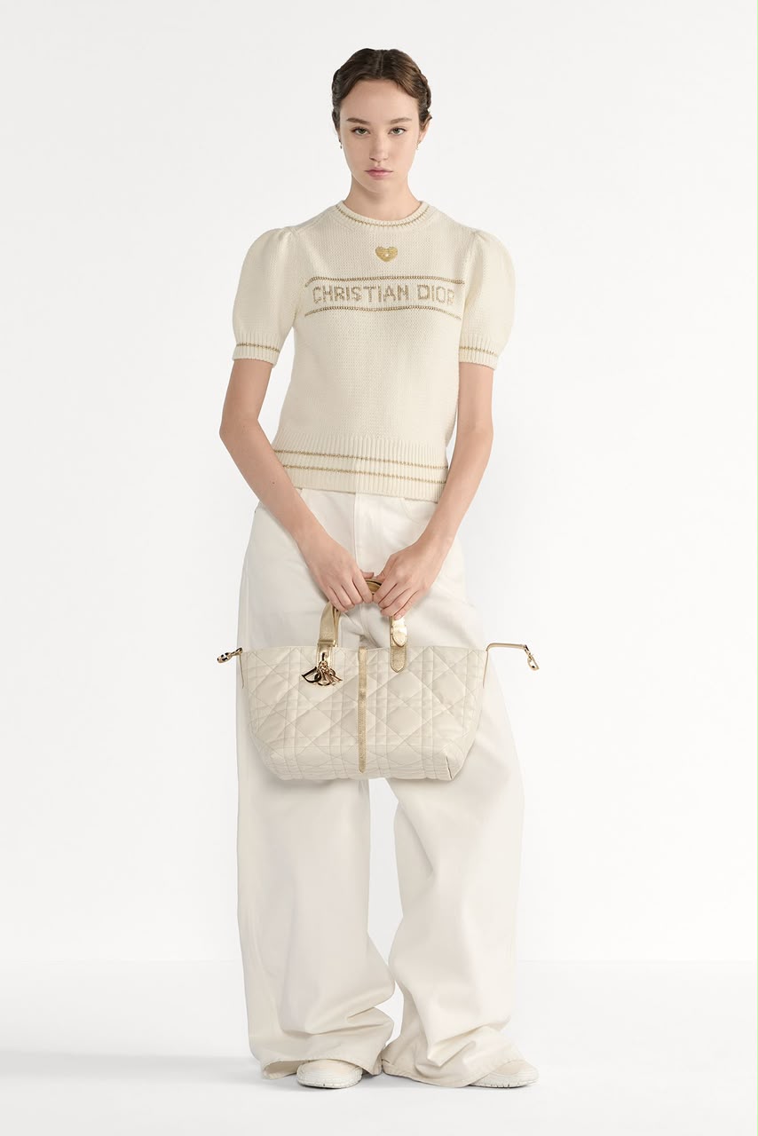 Dior Ivory Short-Sleeve Knit Top