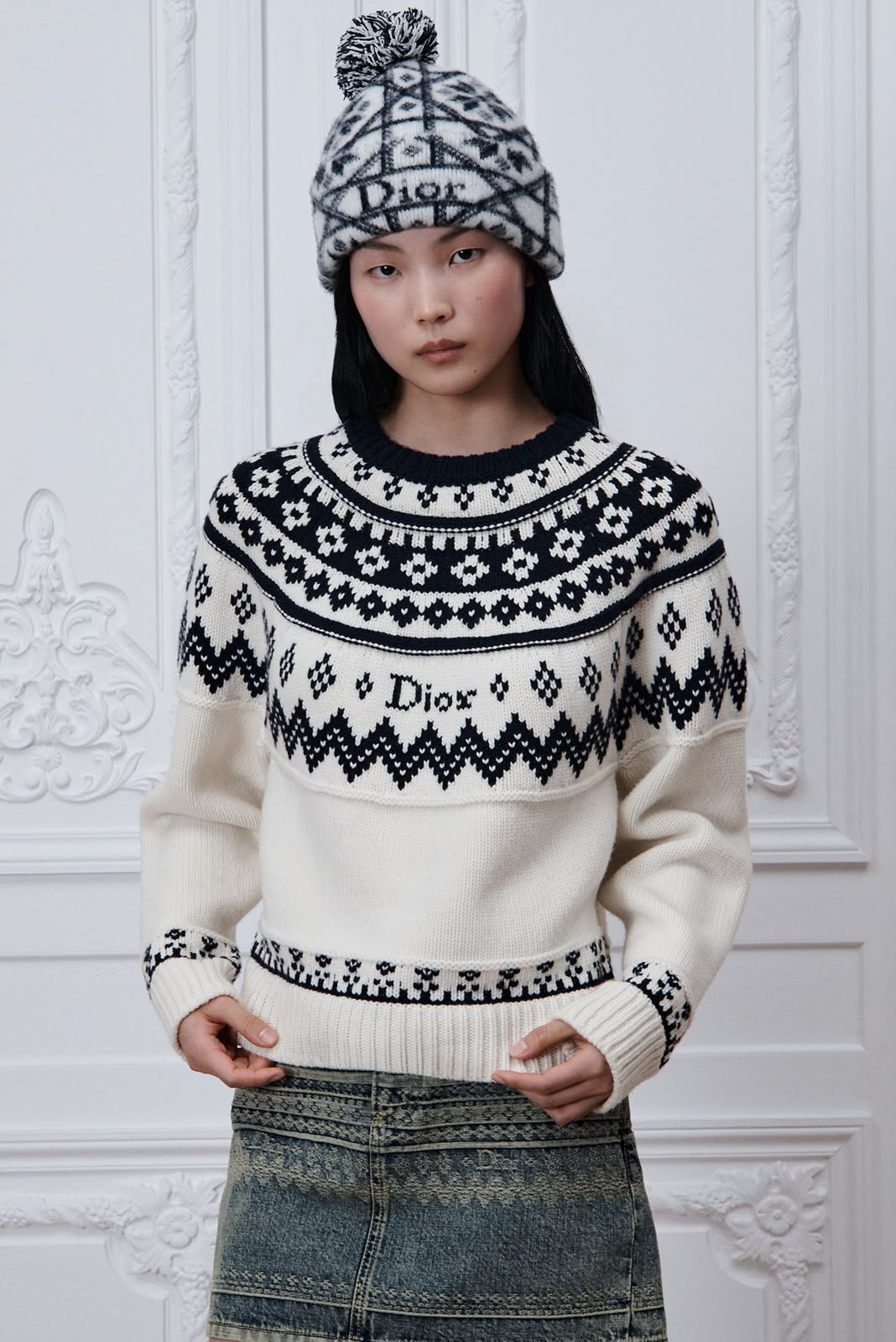Dior Ivory Patterned Knit Sweater