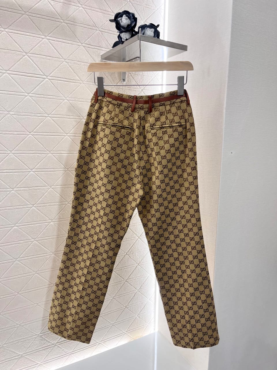 Gucci Beige Monogram Trousers