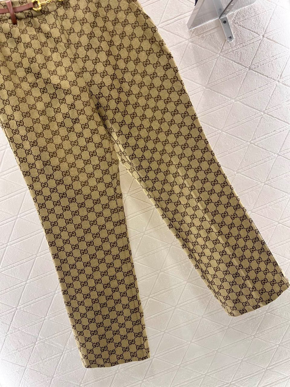 Gucci Beige Monogram Trousers