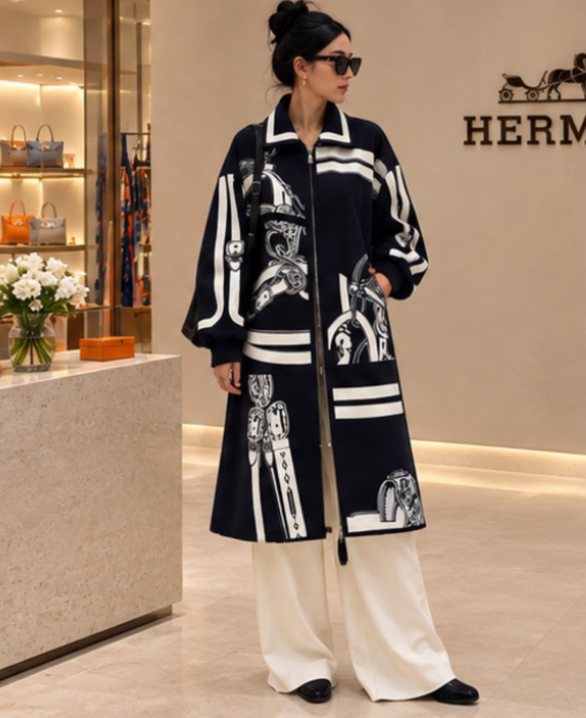 Hermès Equestrian Print Coat