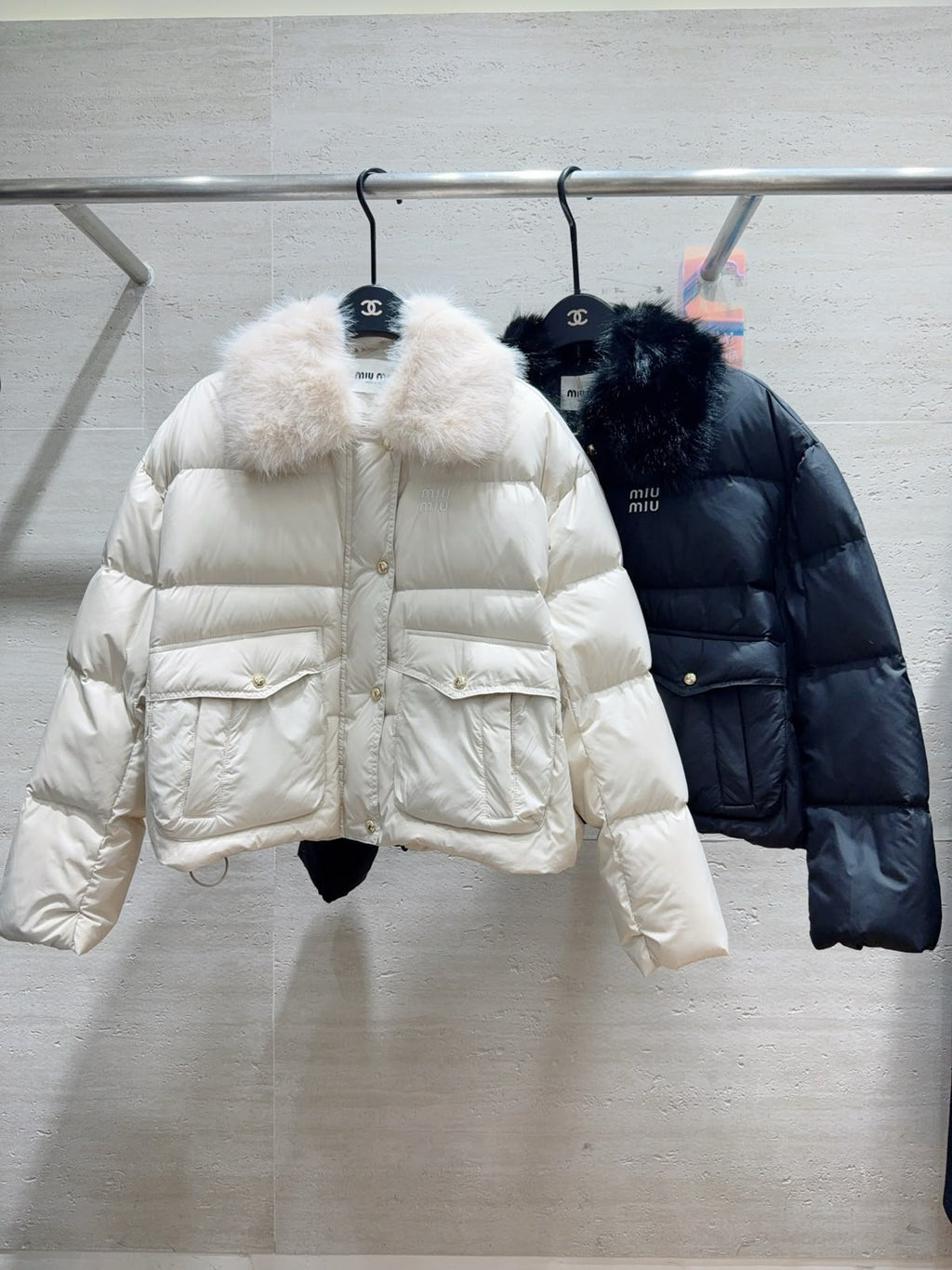 Miu Miu Textured Collar Puffer Jacket