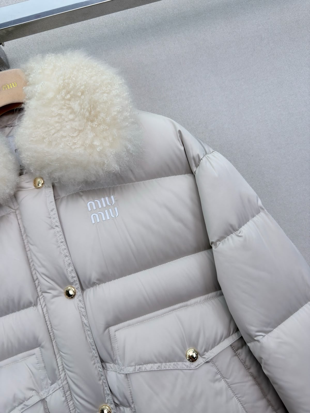 Miu Miu Textured Collar Puffer Jacket