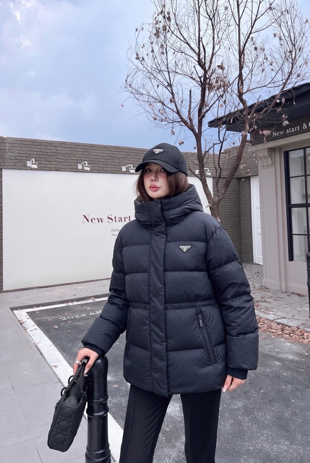 Prada Black Hooded Puffer Jacket
