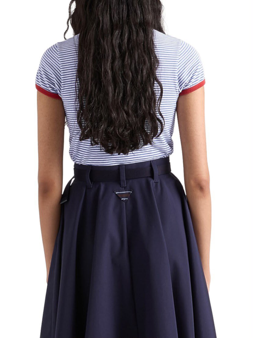 Prada Red Trim Striped T-Shirt