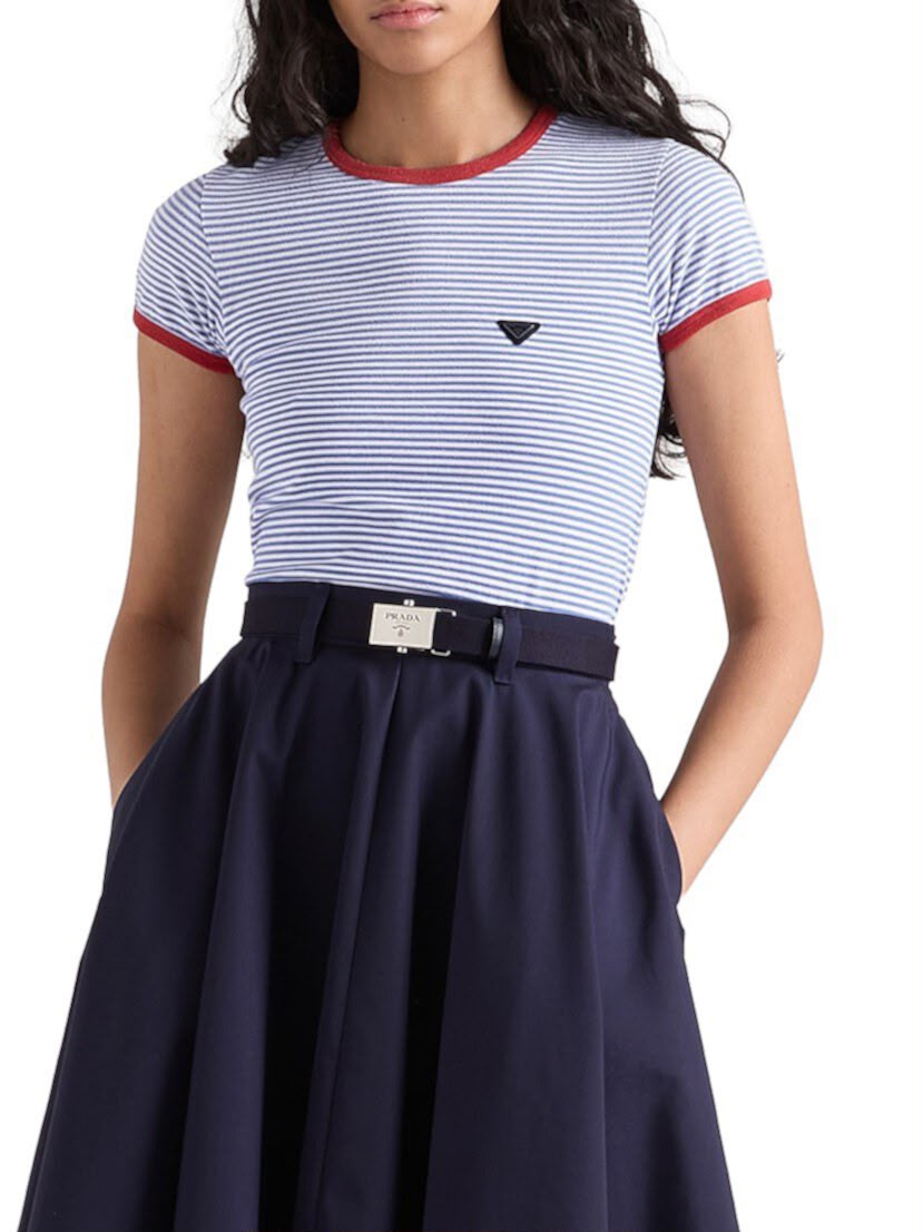 Prada Red Trim Striped T-Shirt